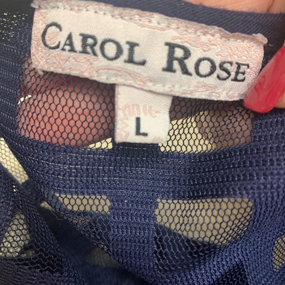 Carol Rose Navy Blue Blouse with Mesh Design - Picture 5 of 7